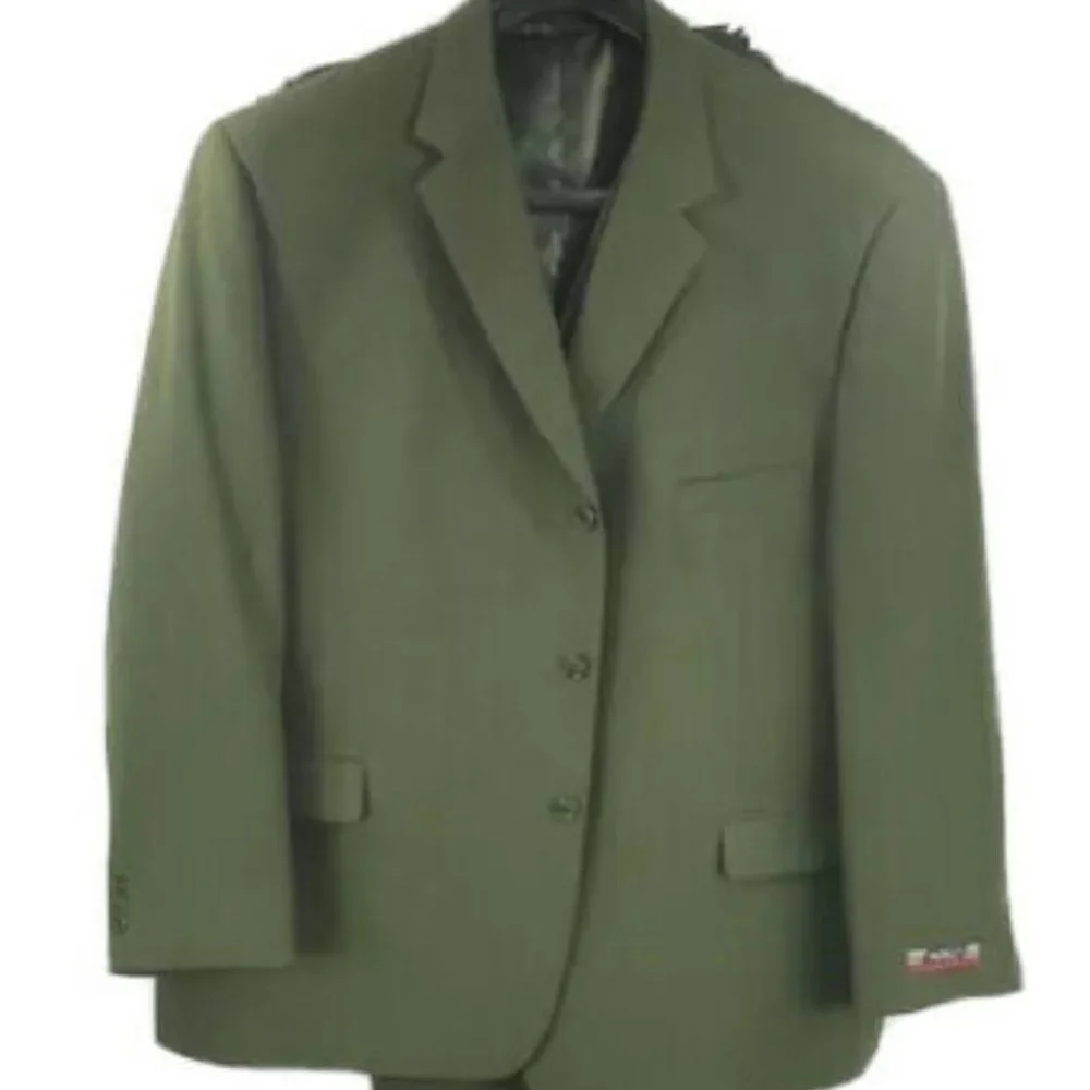 Pacelli Men's 3 Piece Suit Jacket Vest Pleated Pants Baggy Fit Wide Leg Size 60L
